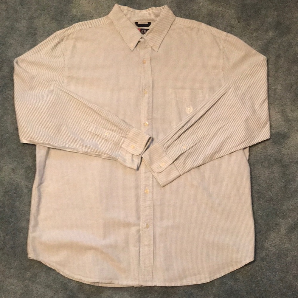 Chaps blue/white stripe button down collar shirt